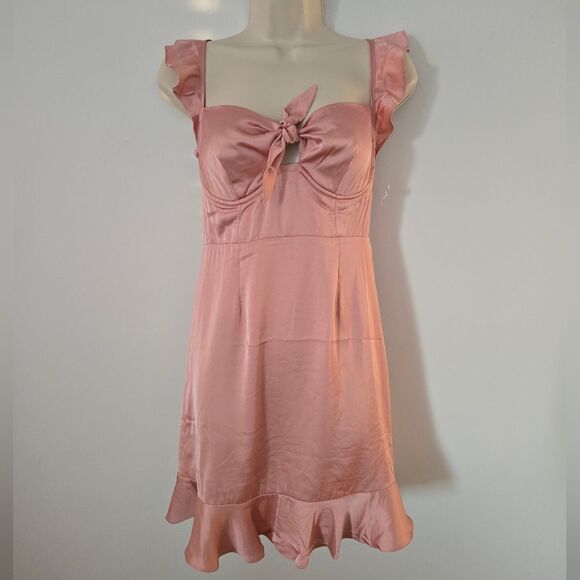 SATR The Label Marla Ruffle Mini Dress in Rose - Picture 4 of 8